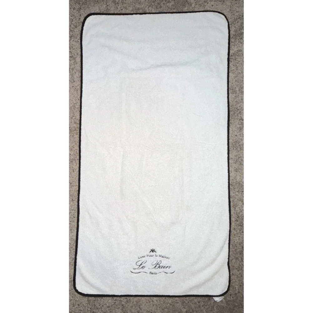 Le Bain By Kassatex Bath Towel Hand Towel White Black Egyptian Cotton 50